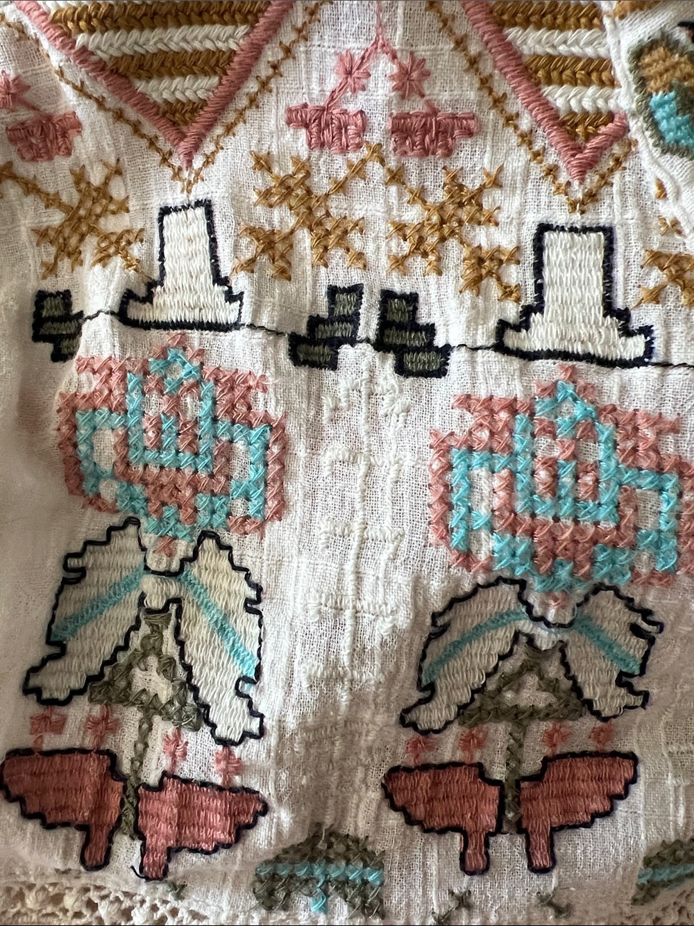 Lucky Brand Cream Boho Embroidered Peasant Tunic - Picture 8 of 11